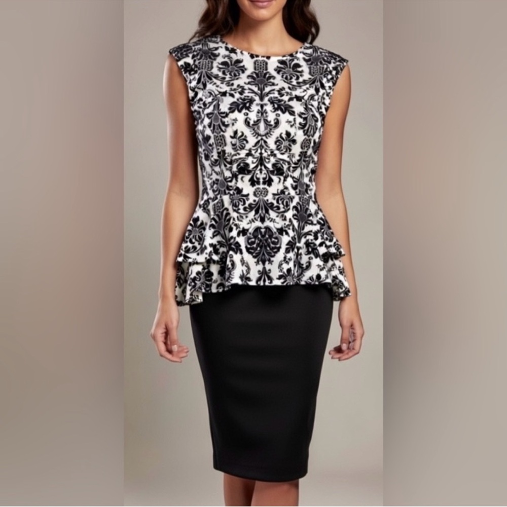 Iris Basic Black and White Pencil Dress